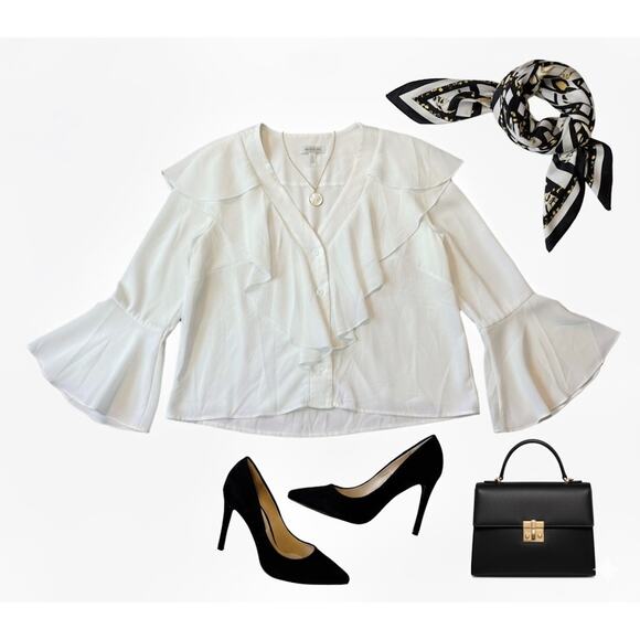 NWOT White Ruffle Blouse Sz. 2XL - Picture 1 of 5